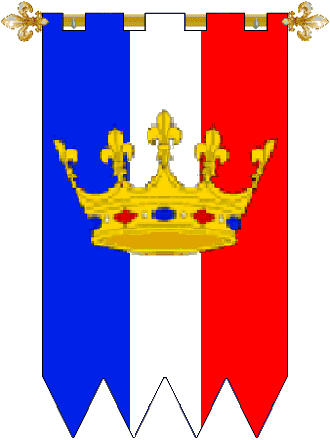 Terre Neuve
Per pale Azure and Gules, a pale Argent and over all a crown Or. Terre Neuve