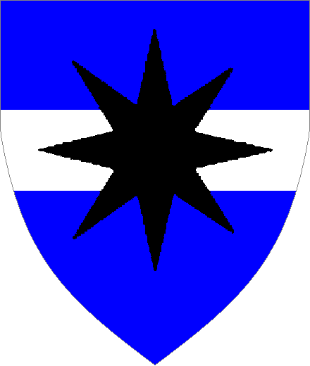  arms: Azure, a fess argent, overall a mullet of eight points sable