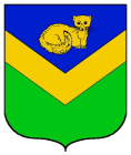  arms: Per chevron inverted Azure and Ver, a chevron inverted and in chief a marten couchant contourne guardant Or.